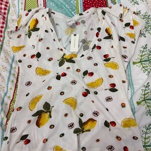 Anthropologie White Tee with Fruit Print